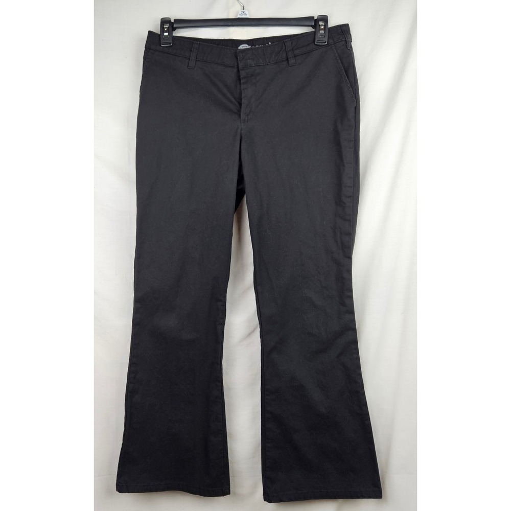 Dickies Womens Black Slim Fit Work Pants Bootcut Trousers Utility Size 14 R